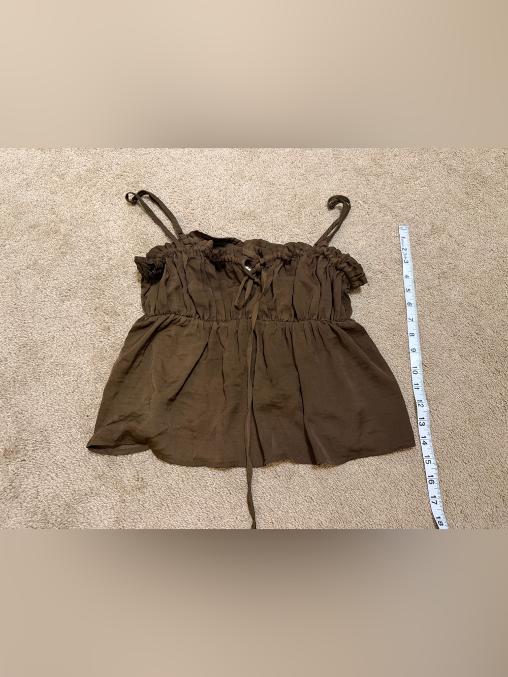 American Eagle Outfitters Brown Ruffle-Detail Camisole
